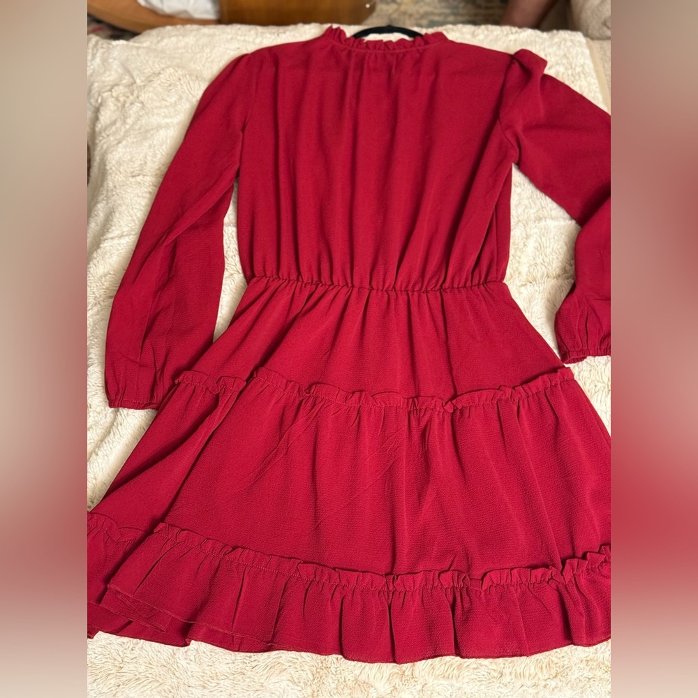 Elegant Red Long Sleeve Dress